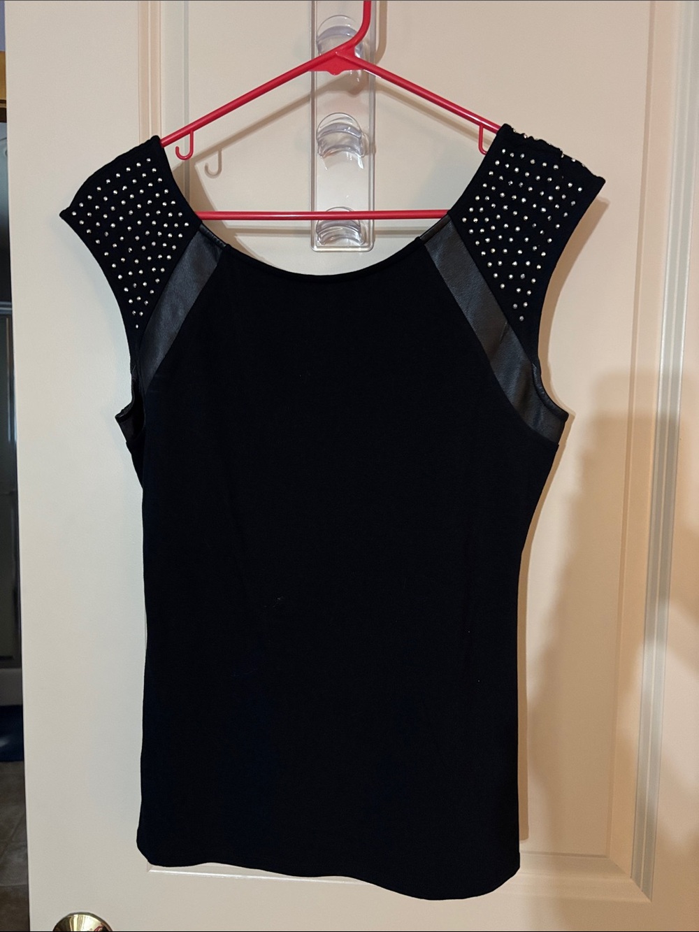 Express Black Studded Tank Top with Mesh Insets
